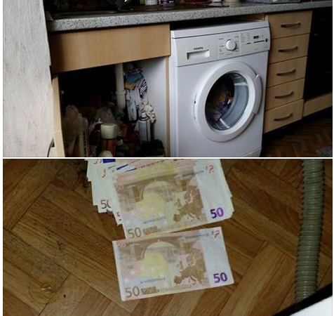 3500 Euro unter der Waschmaschine (Foto: https://www.facebook.com/braunundsohn-316146285067687/timeline/)