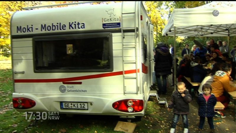 Familienministerin besucht mobile Kita in Gelsenkirchen (Foto: SAT.1 NRW)