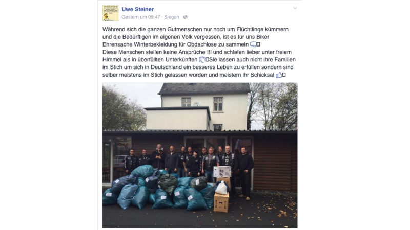 Gute Aktion oder Hetze gegen Flüchtlinge? (Foto: facebook.com/uwe.steiner.31)