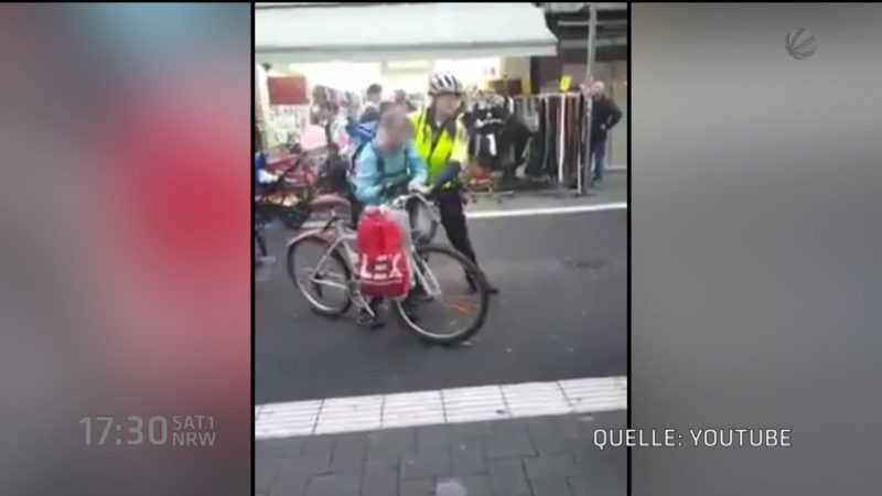Großeinsatz wegen Radfahrerin (Foto: SAT.1 NRW)