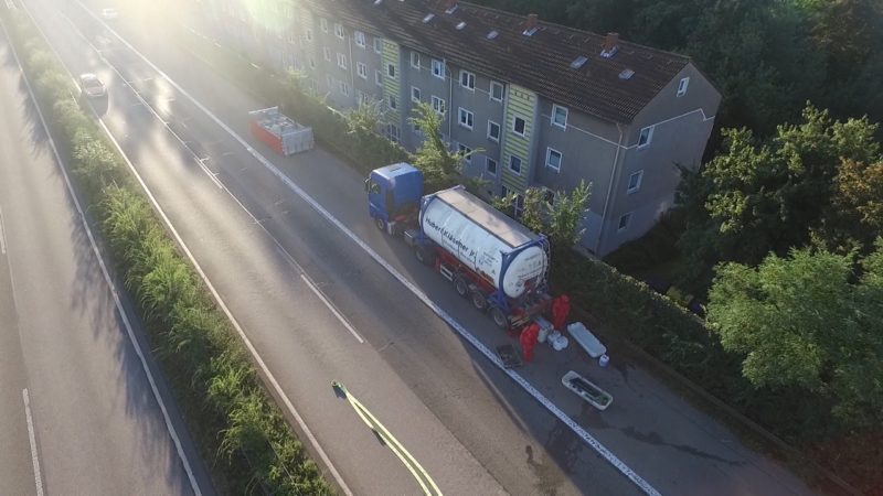 Chemieunfall auf A42 (Foto: SAT.1 NRW)