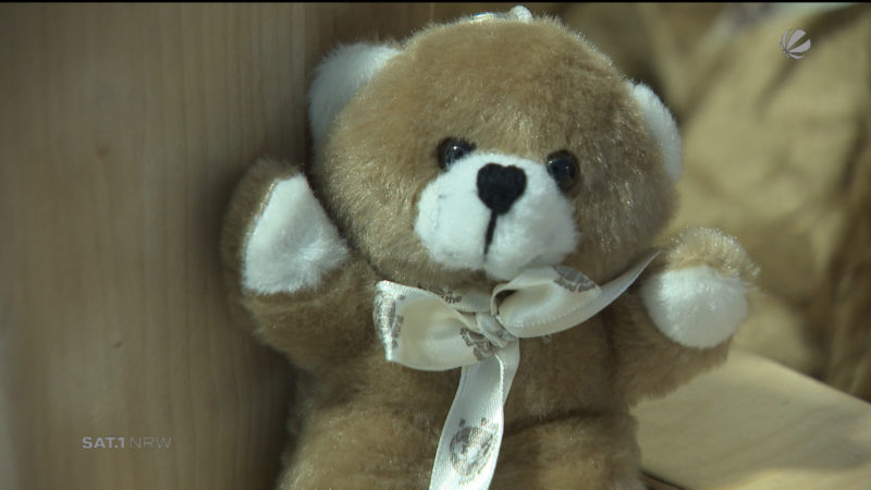 Nelson Müller übergibt Trost-Teddys (Foto: SAT.1 NRW)