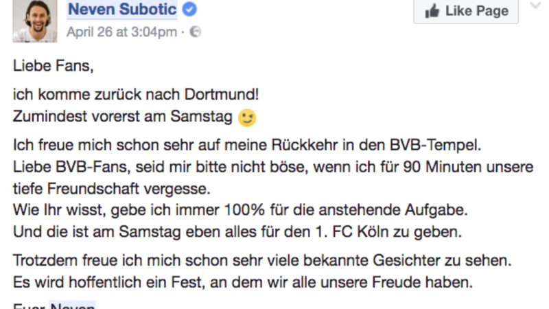 Neven Subotic: Botschaft an Dortmund-Fans (Foto: SAT.1 NRW)
