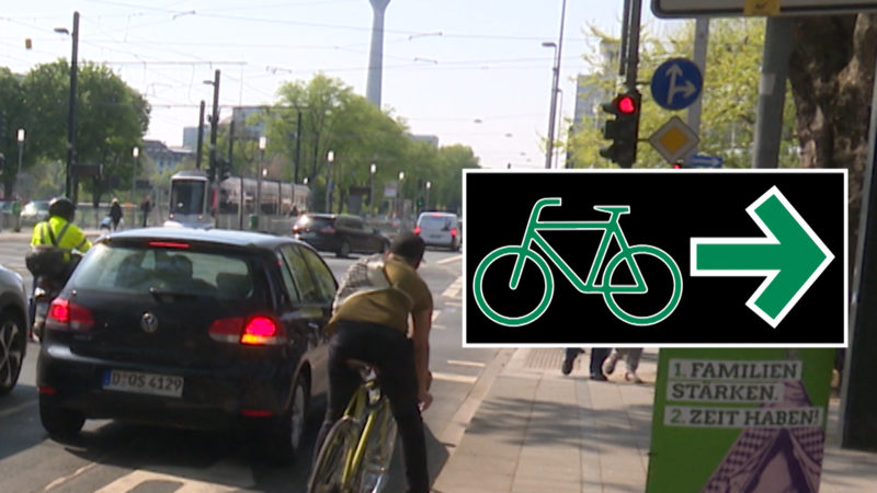 Grüner Pfeil für Radfahrer (Foto: SAT.1 NRW)
