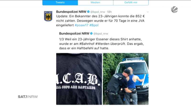 Haftbefehl gegen Shirt-Träger (Foto: Bundespolizei)