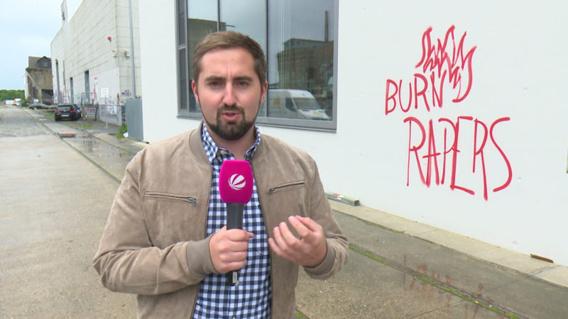 Kommentar zum Käserei-Graffiti (Foto: SAT.1 NRW)