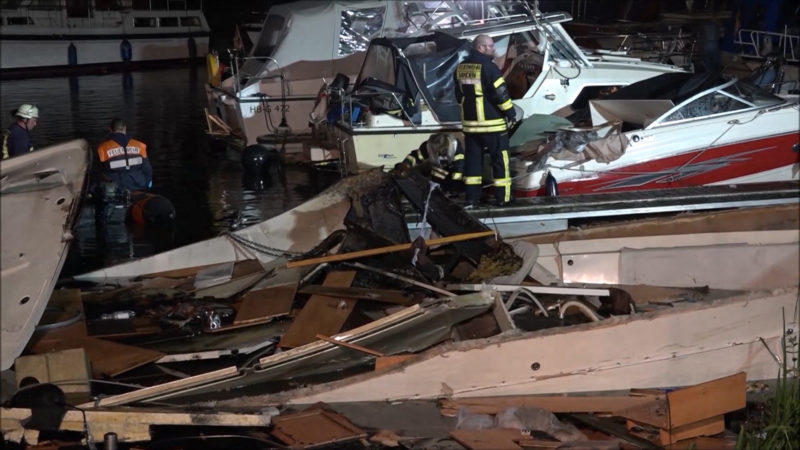Minden: Yacht im Hafen explodiert (Foto: SAT.1 NRW)
