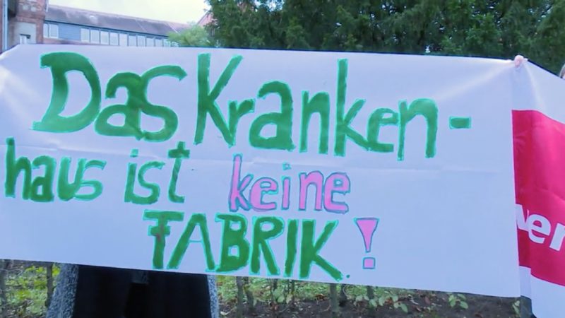 Uniklinik Düsseldorf: Belegschaft im 48-Stunden-Streik (Foto: SAT.1 NRW)