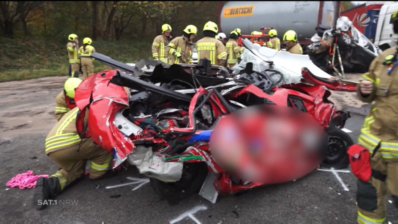 Massencrash auf der A3 (Foto: SAT.1 NRW)
