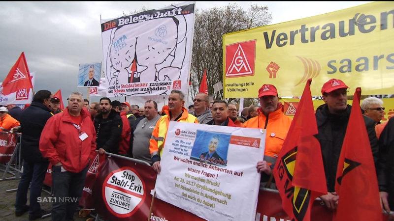 Demo der Beschäftigten von Thyssenkrupp (Foto: SAT.1 NRW)