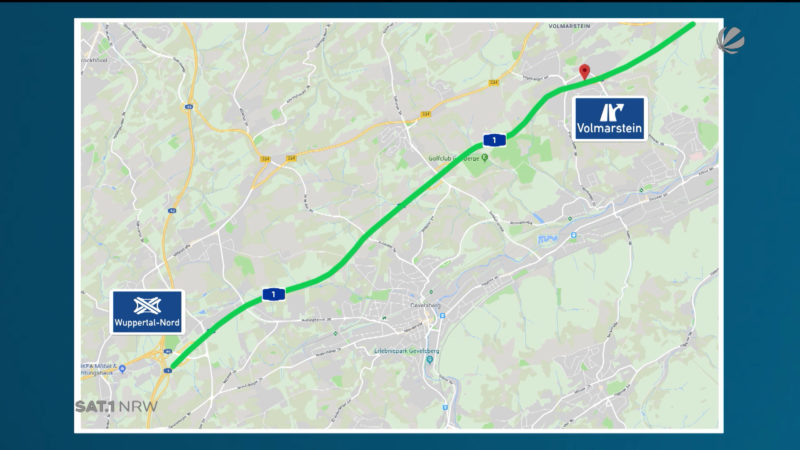 Hagen: Sperrung der A1-Auffahrt (Foto: SAT.1 NRW)