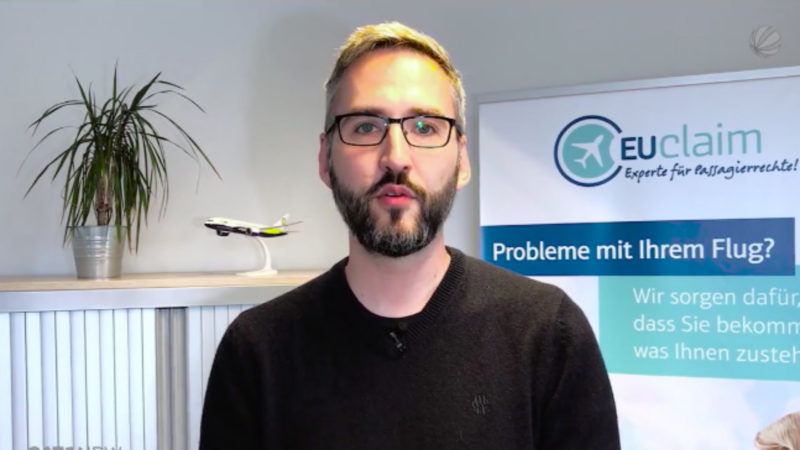 Tim Lamyan, EUclaim, zum Flugchaos (Foto: SAT.1 NRW)