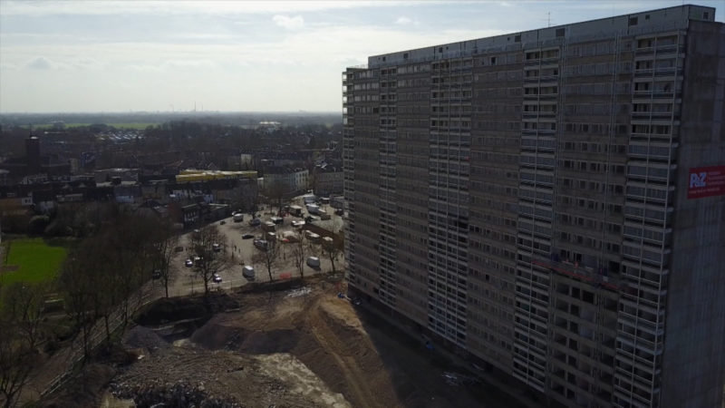 Vorbereitung auf die Sprengung des "Weißen Riesen" in Duisburg (Foto: SAT.1 NRW)