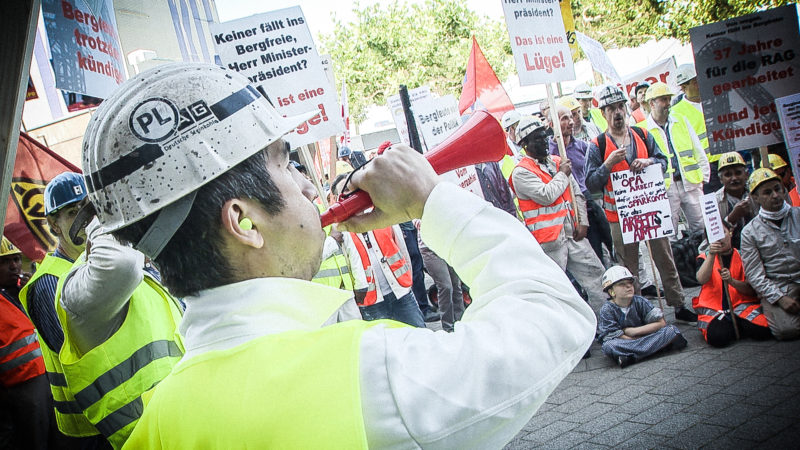 Bergleute demonstrieren (Foto: SAT.1 NRW)