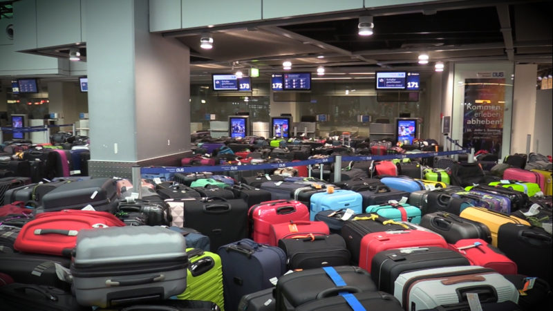 KOFFER-CHAOS AM FLUGHAFEN (Foto: SAT.1 NRW)