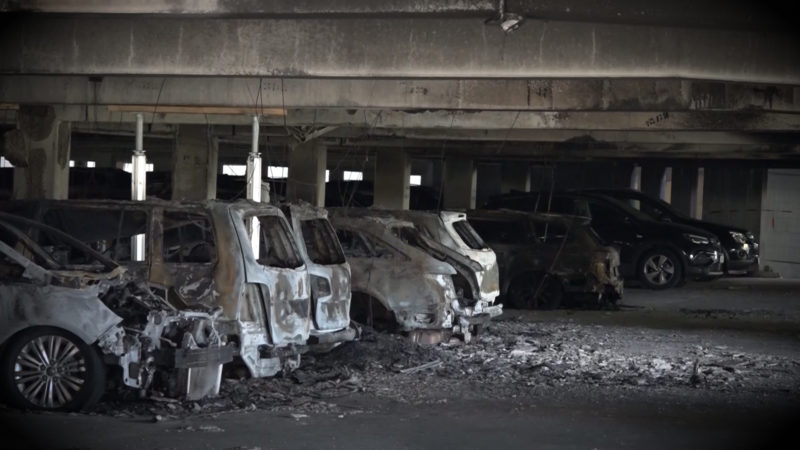 Parkhausbrand am Flughafen (Foto: SAT.1 NRW)