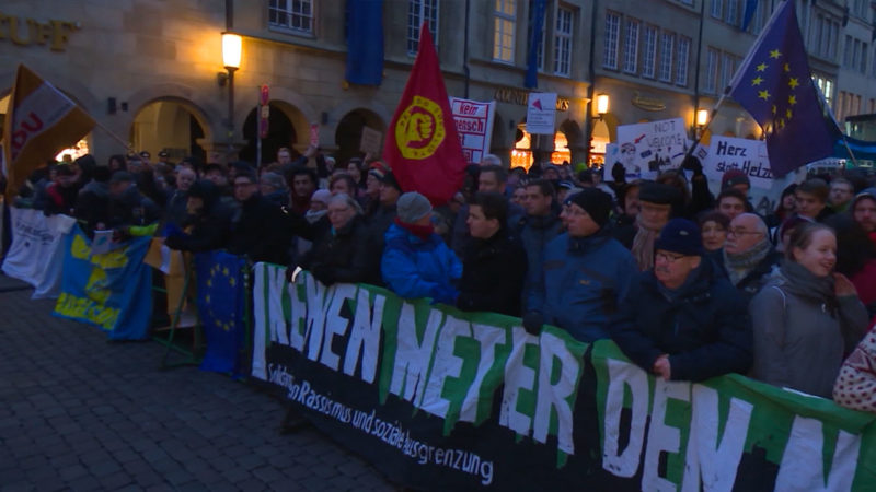 Demo gegen AfD-Empfang (Foto: SAT.1 NRW)