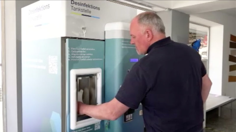 Tankstelle für Desinfektionsmittel (Foto: SAT.1 NRW)