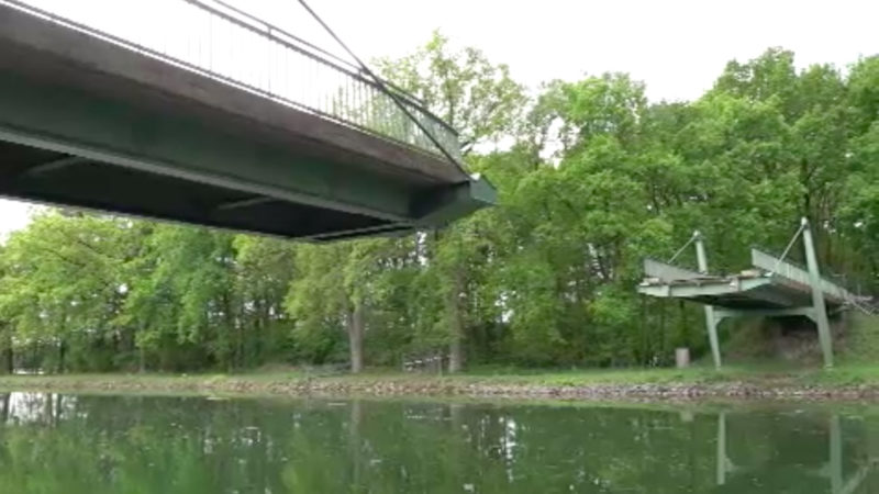 Brücke eingestürzt über Dortmund-Ems-Kanal (Foto: SAT.1 NRW)