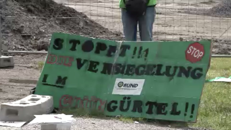 Protest gegen Park-Umbau in Köln (Foto: SAT.1 NRW)