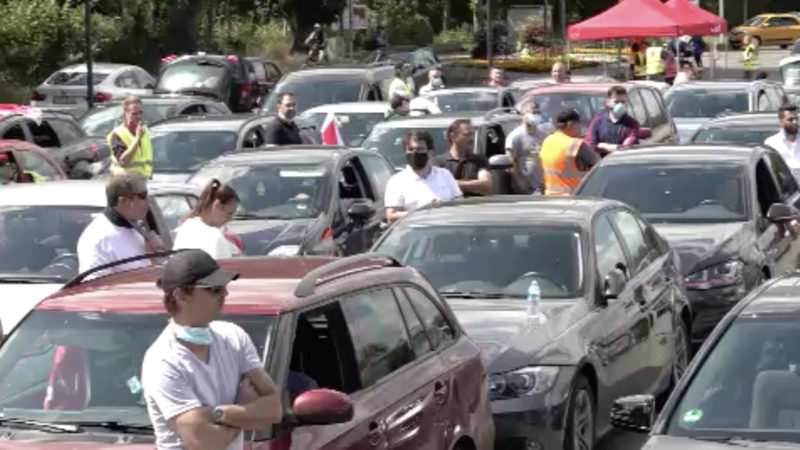 Autostreik von Amazon-Mitarbeitern in Rheinberg und Werne (Foto: SAT.1 NRW)