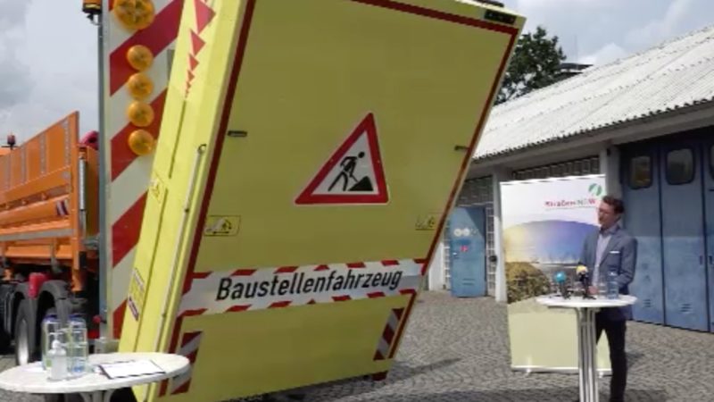 Neues Baustellenfahrzeug schützt Arbeiter (Foto: SAT.1 NRW)