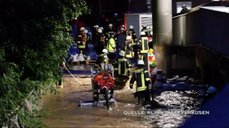 Leverkusener Klinikum nach der Flut (Foto: SAT.1 NRW)