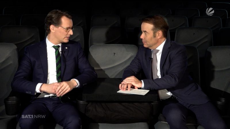 Hendrik Wüst im Interview (Foto: SAT.1 NRW)