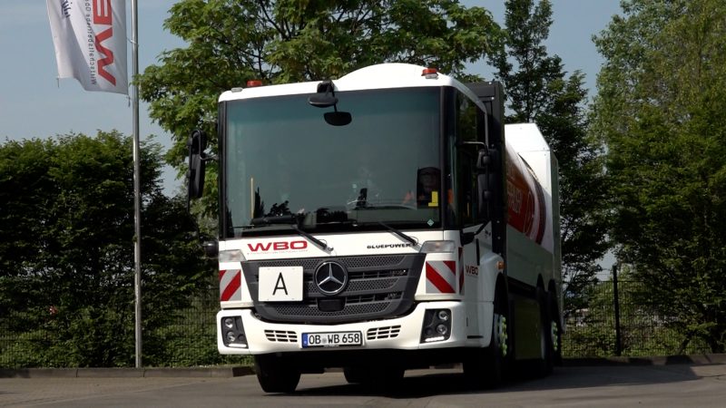 Erster Wasserstoff-Müllwagen vorgestellt (Foto: SAT.1 NRW)