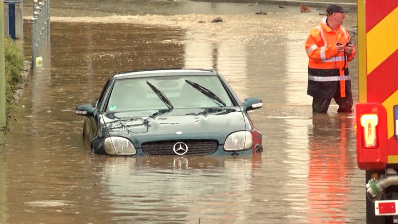 Hochwasser bedroht NRW (Foto: SAT.1 NRW)