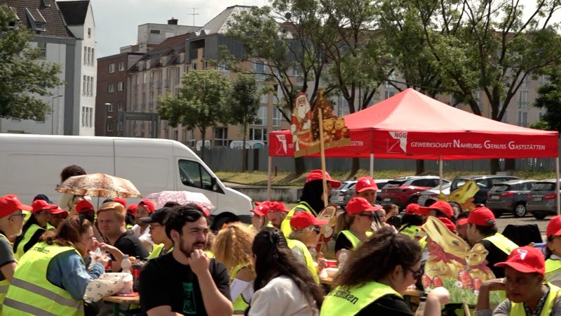 Süßwaren-Streik wegen Lohnforderung  (Foto: SAT.1 NRW)