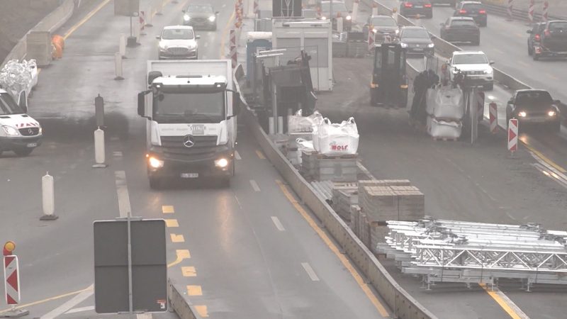 Vollsperrung auf der A43 – Brückenarbeiten legen Verkehr lahm (Foto: SAT.1 NRW)