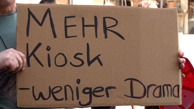 Kiosk-Protest in Mönchengladbach: Sonntagsöffnung auf der Kippe (Foto: SAT.1 NRW)