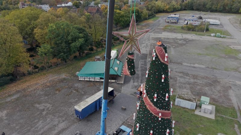 Erster Weihnachtsbaum steht (Foto: SAT.1 NRW)