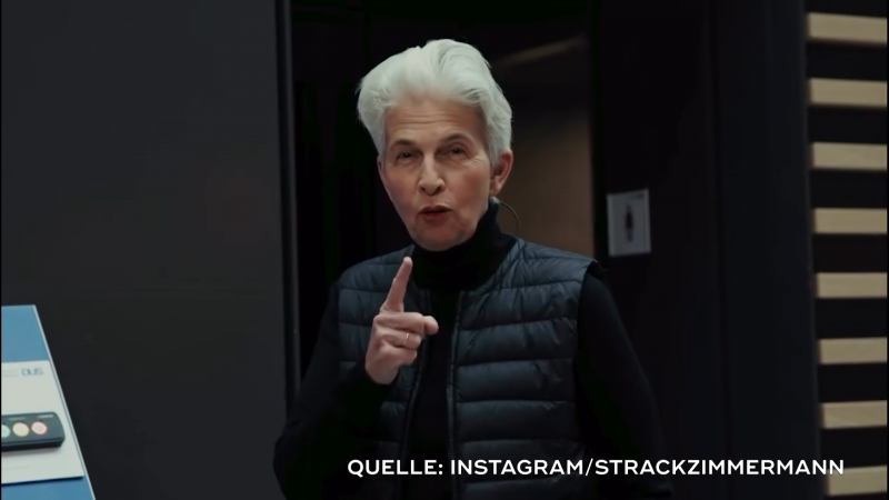 Strack-Zimmermann testet Düsseldorfer Flughafen mit Humor (Foto: SAT.1 NRW)