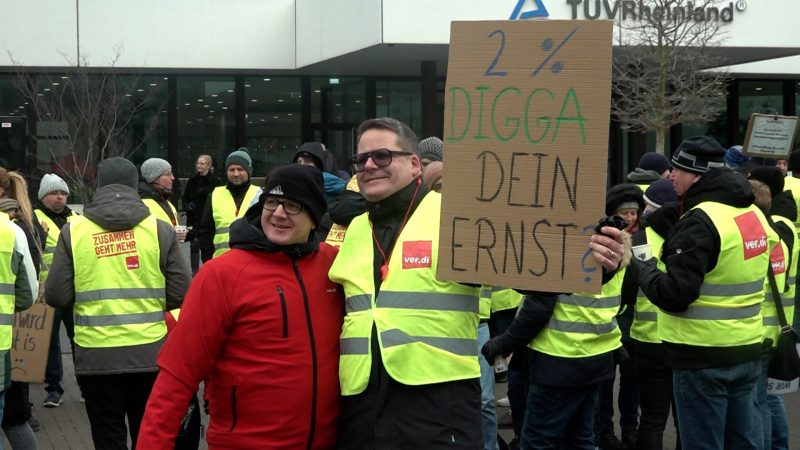 Tarifstreit beim TÜV Rheinland: Erster Warnstreik nach 20 Jahren (Foto: SAT.1 NRW)